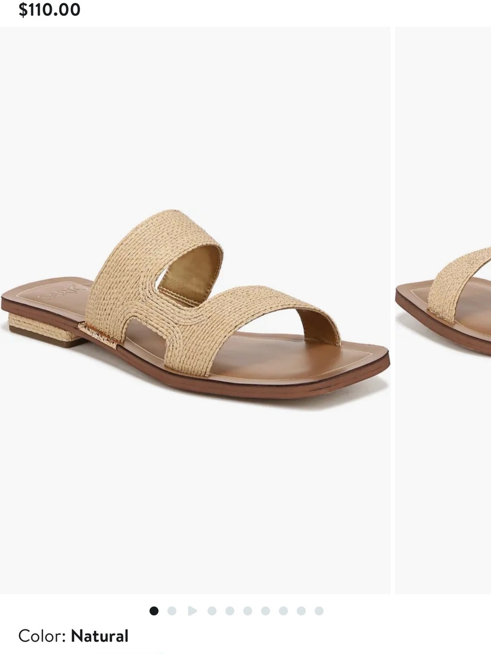 SARTO By Franco Sarto Natural Raffia Double-Strap Slide Sandals